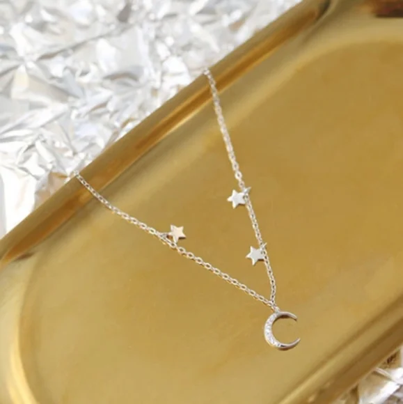 S925 sterling silver crescent moon stars bracelet - Picture 6 of 8